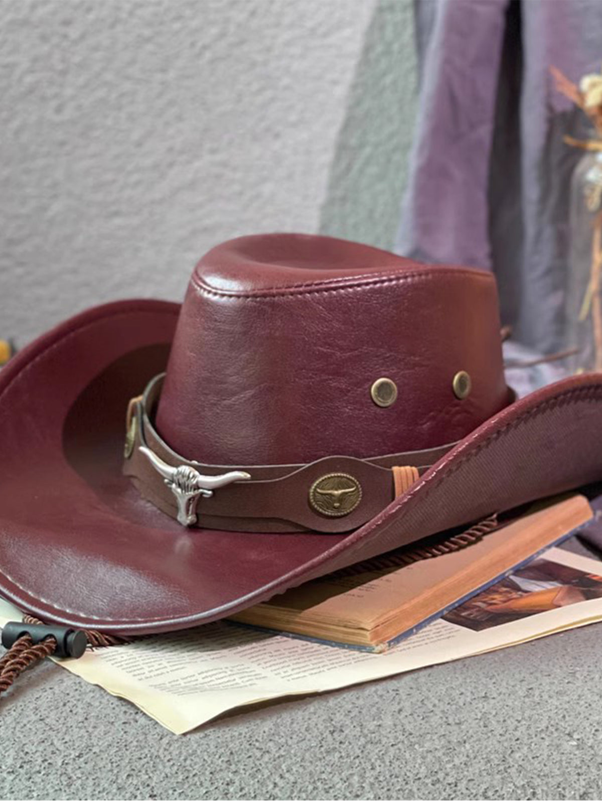 Western PU Leather Belt Decor Cowboy Hat