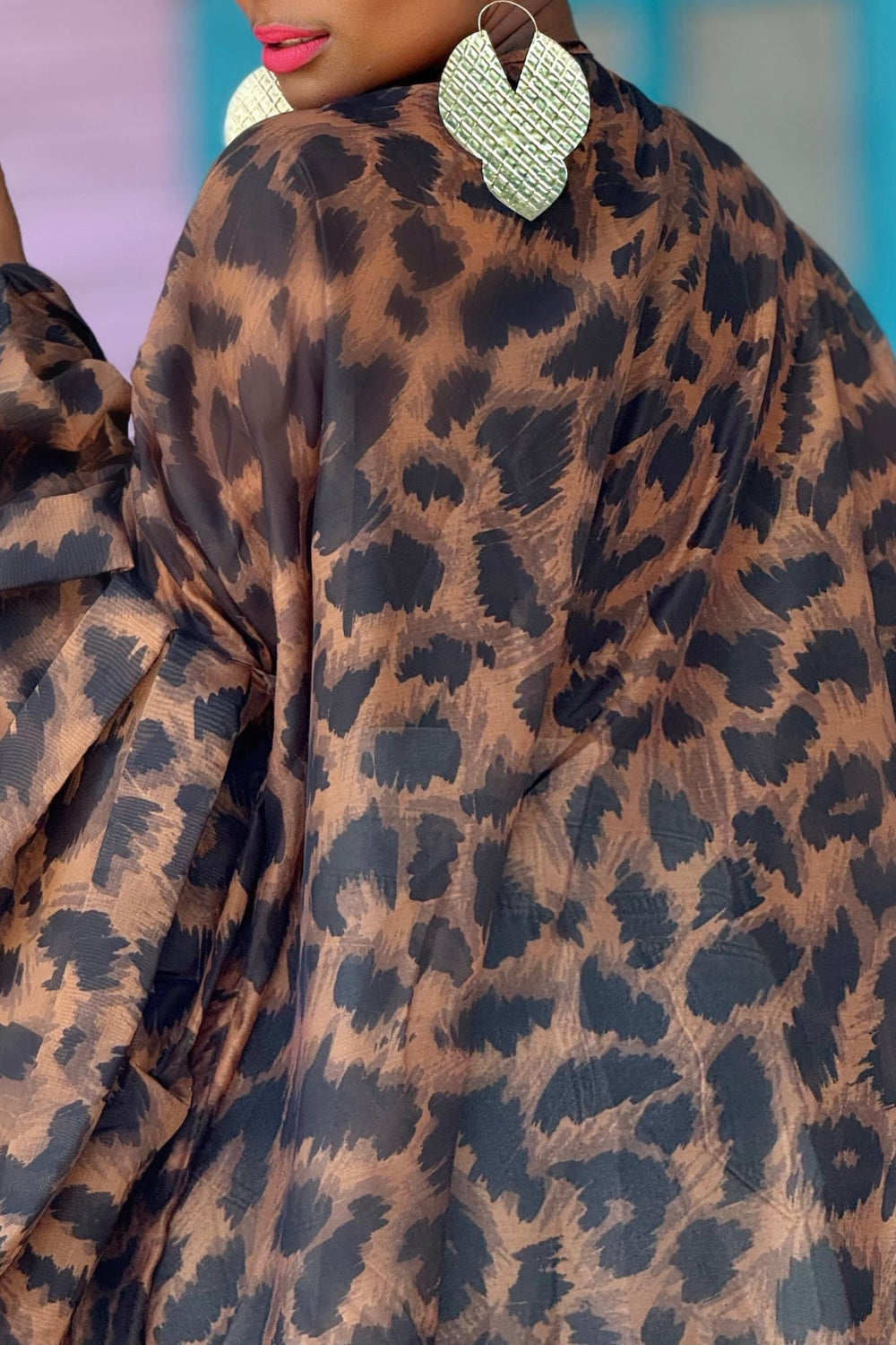 Ursiime Design Daily Brown Leopard Flare Long Sleeve Vintage Cover Ups [Pre-Order]