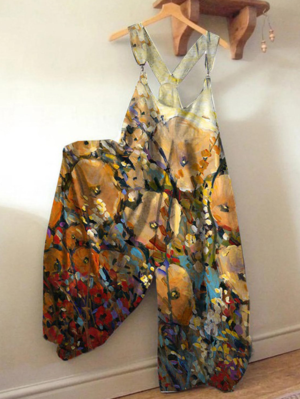 Casual Patchwork Loose Wide Leg Harem Jumpsuit