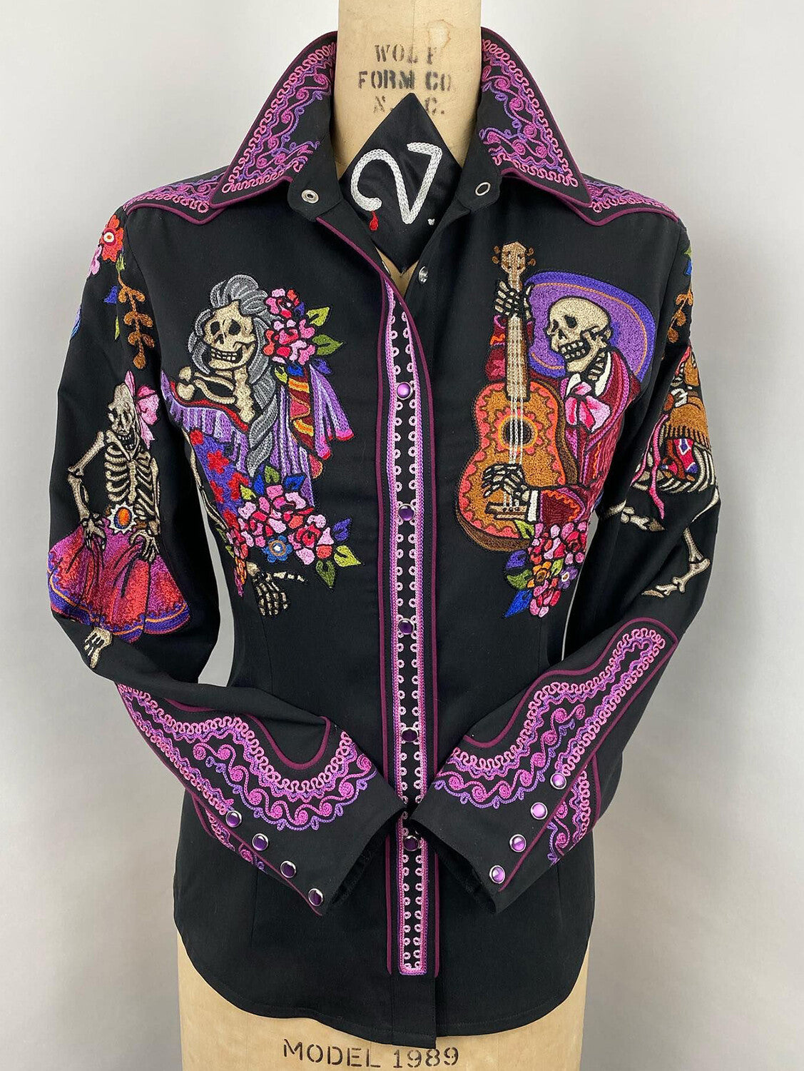 Western Floral Plant Print Lapel Collar Button Blouse