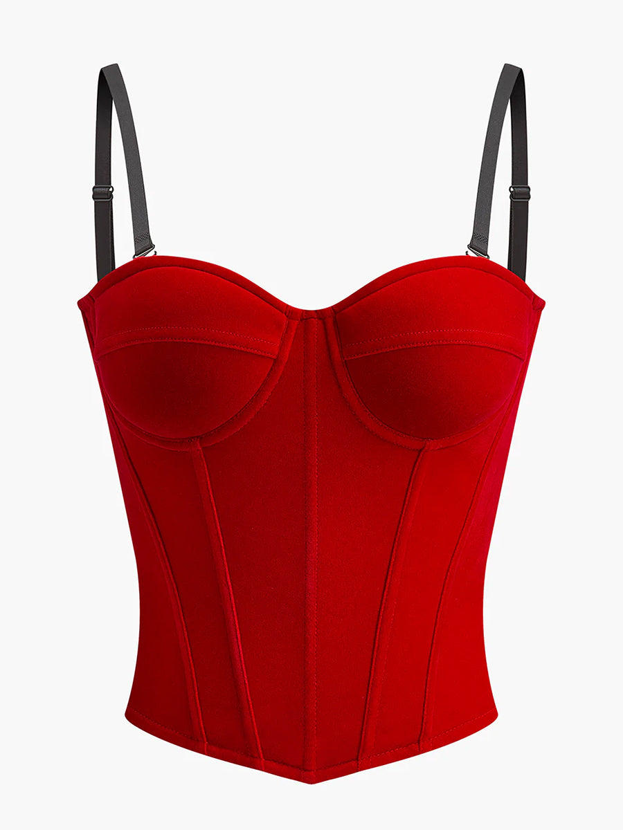 Vintage Dark Green Velvet Sweetheart Neck Adjustable Straps Boned Corset Top