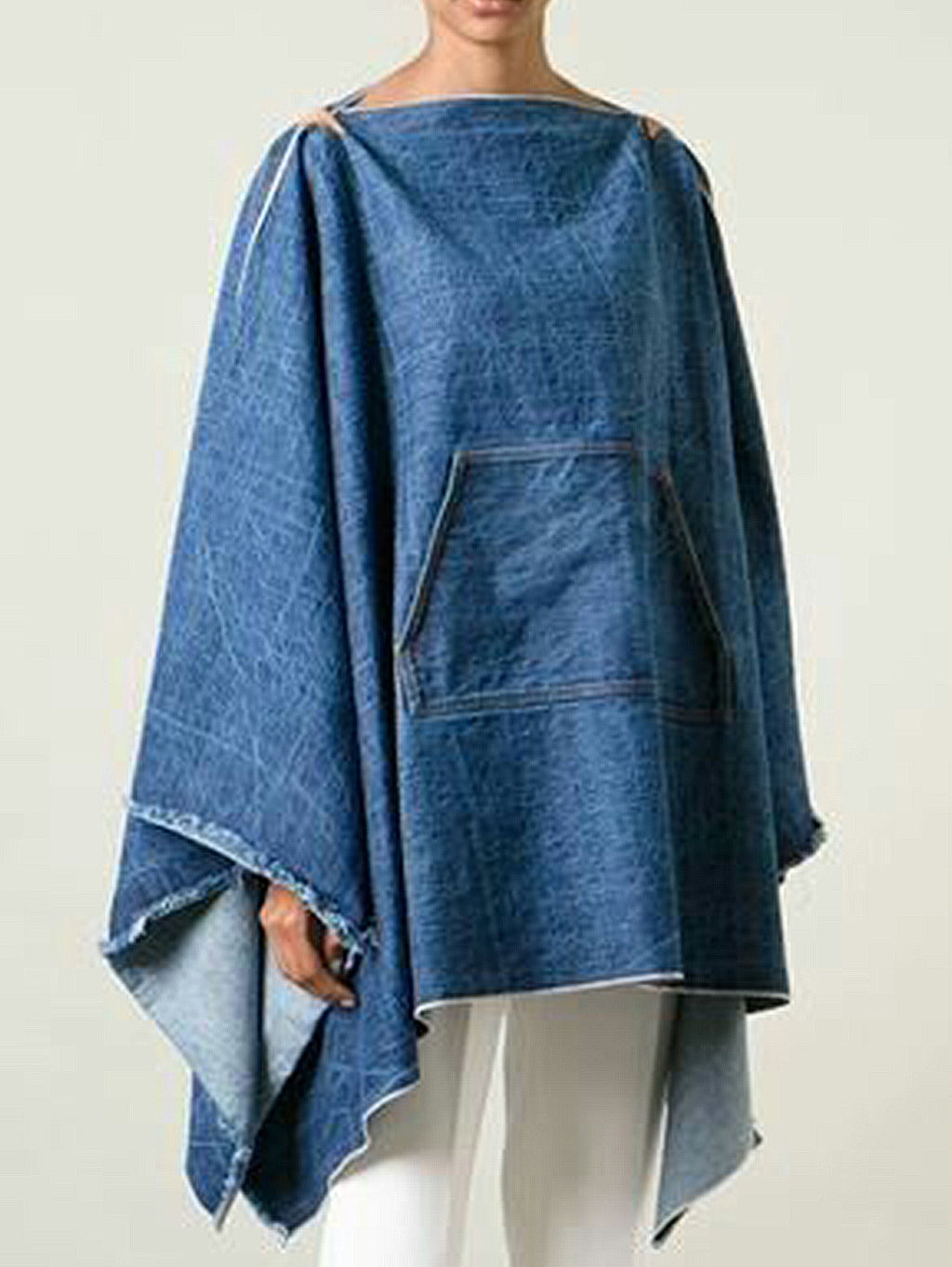 Casual Utility Pocket Asymmetric Hem Plain Denim Top