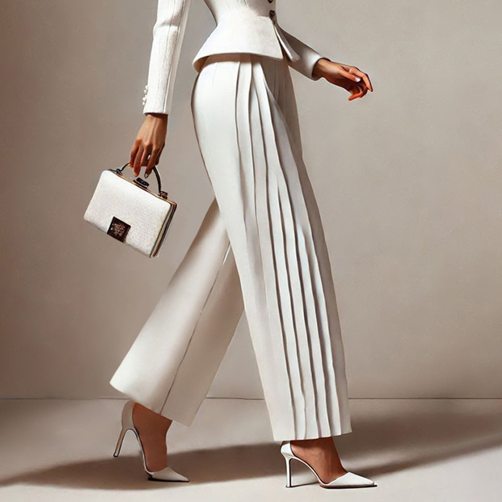Ursiime Formal Solid Pleat  Wide Leg Pants