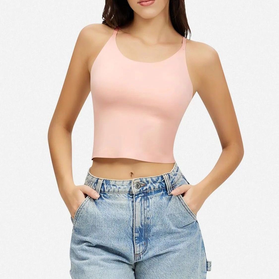 Sleek Scoop Cami Top – Casual Crop Cami Top for Women, Double Lined, Spaghetti Strap, Lightweight Air Touch