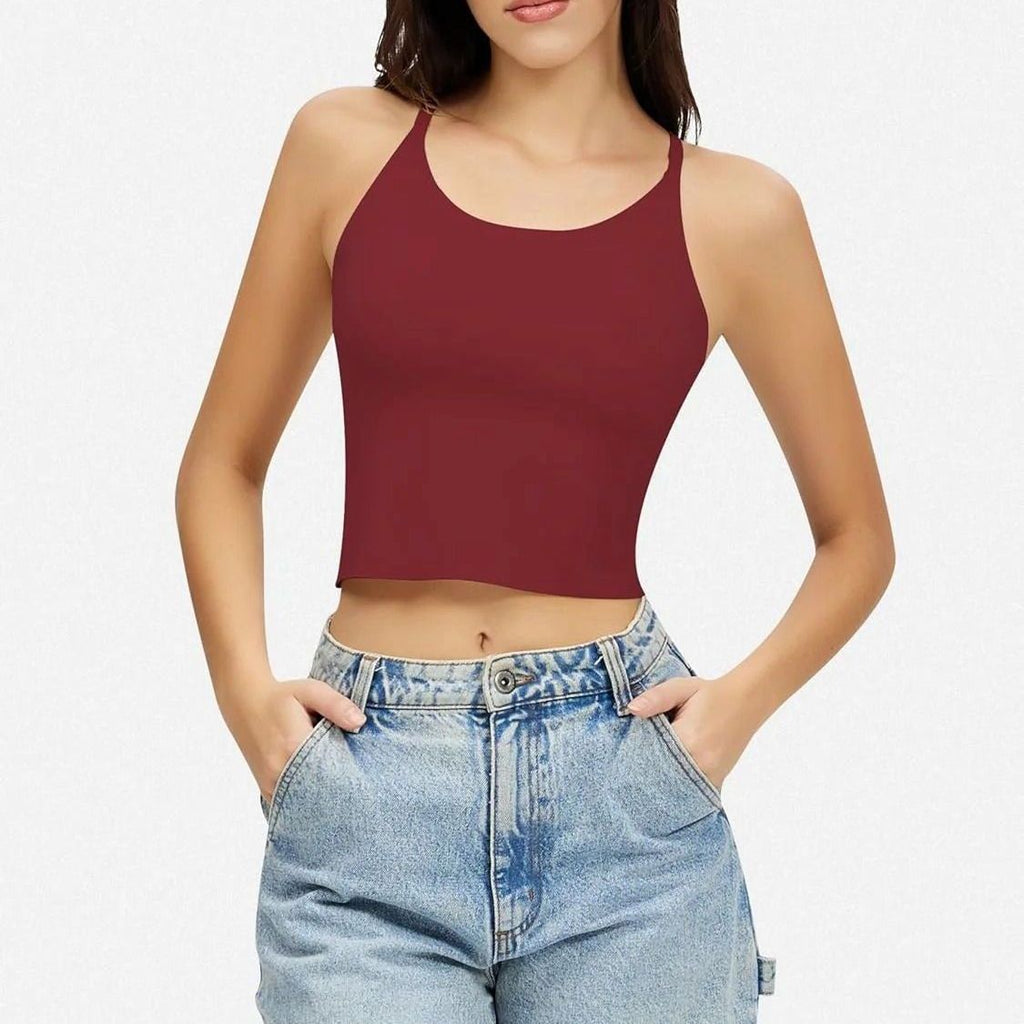 Sleek Scoop Cami Top – Casual Crop Cami Top for Women, Double Lined, Spaghetti Strap, Lightweight Air Touch