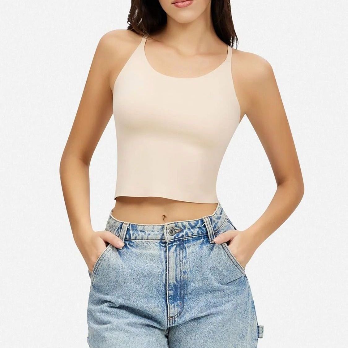 Sleek Scoop Cami Top – Casual Crop Cami Top for Women, Double Lined, Spaghetti Strap, Lightweight Air Touch