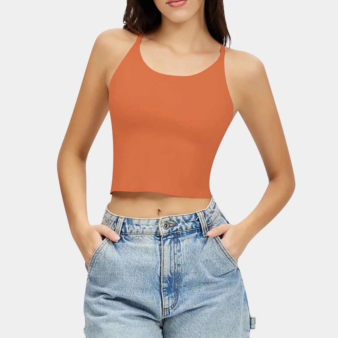 Sleek Scoop Cami Top – Casual Crop Cami Top for Women, Double Lined, Spaghetti Strap, Lightweight Air Touch